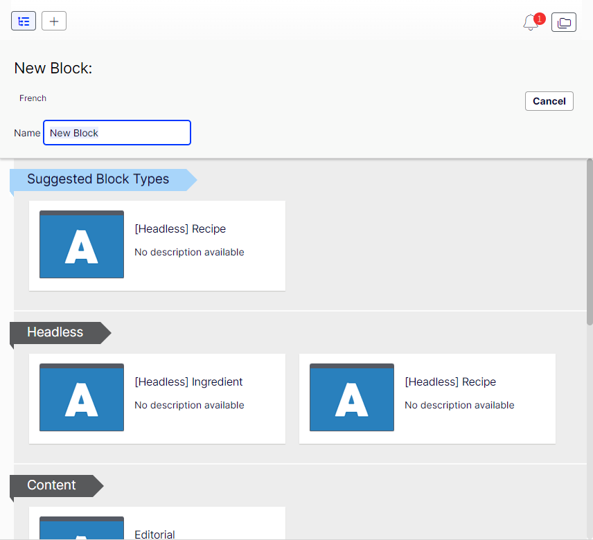 create folders and blocks as you create them for coupled CMS content