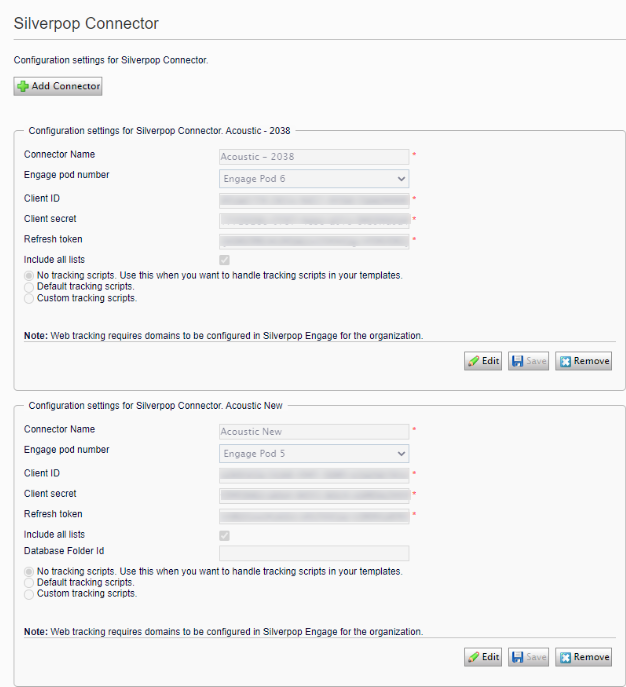 Enter the information associated with your Acoustic (Silverpop) account