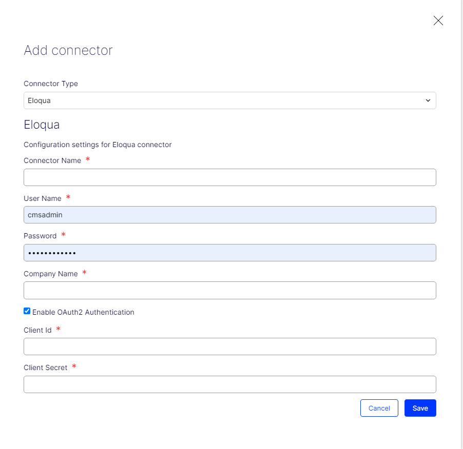 Add Eloqua connector