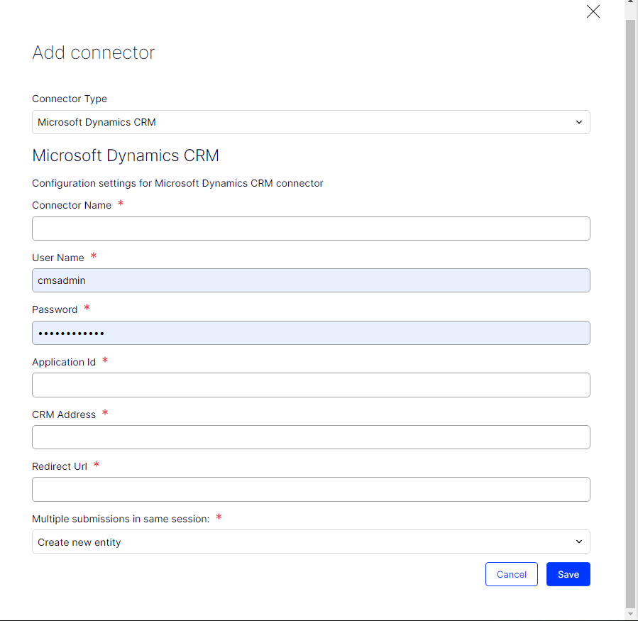 Microsoft Dynamics CRM settings screen