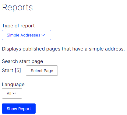 CMS 12 reports simple address